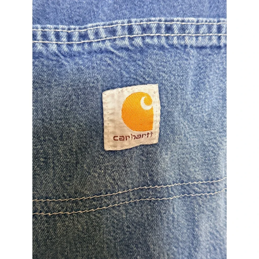 Carhartt Mens Blue Denim Dungaree Fit Carpenter Pants Jeans 36x32 Workwear